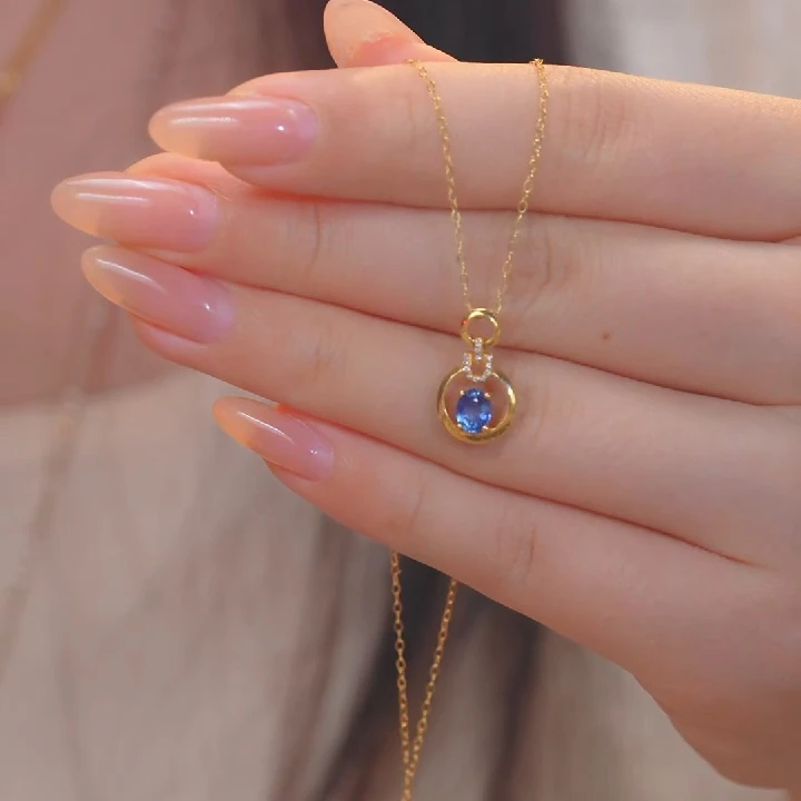 蓝宝石项链18K金镶嵌（0.6ct）@@Q6430