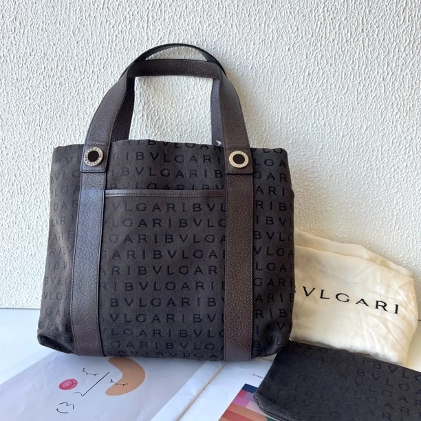 95新 BVLGARI/宝格丽 XM/巧克力咖色带子袋托特/JJ03904673