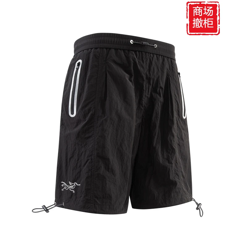 奥莱撤柜刺绣高档户外速干凉感冲锋裤男士直筒跑步宽松休闲运动裤