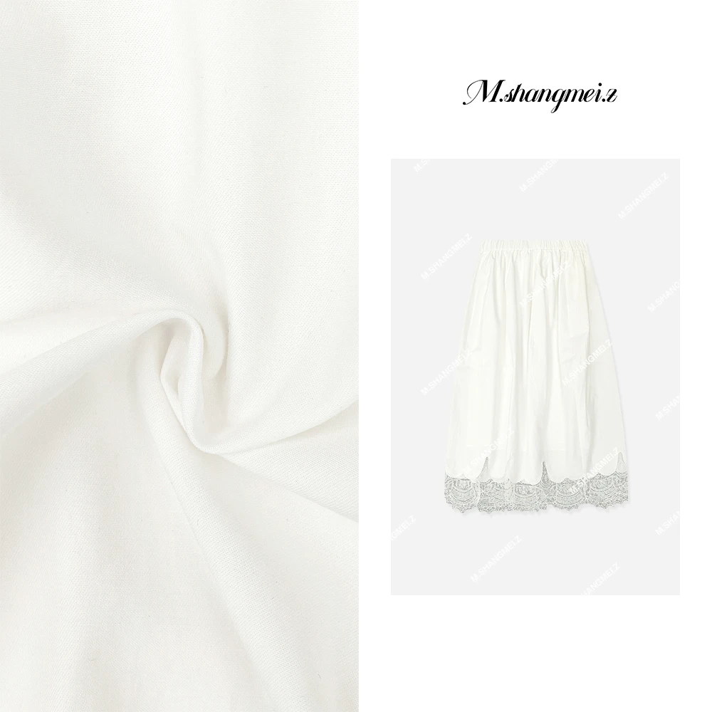 M.SHANGMEI.Z/沐熙【百搭回应】美大哥简约时尚拼蕾丝半身裙X012051