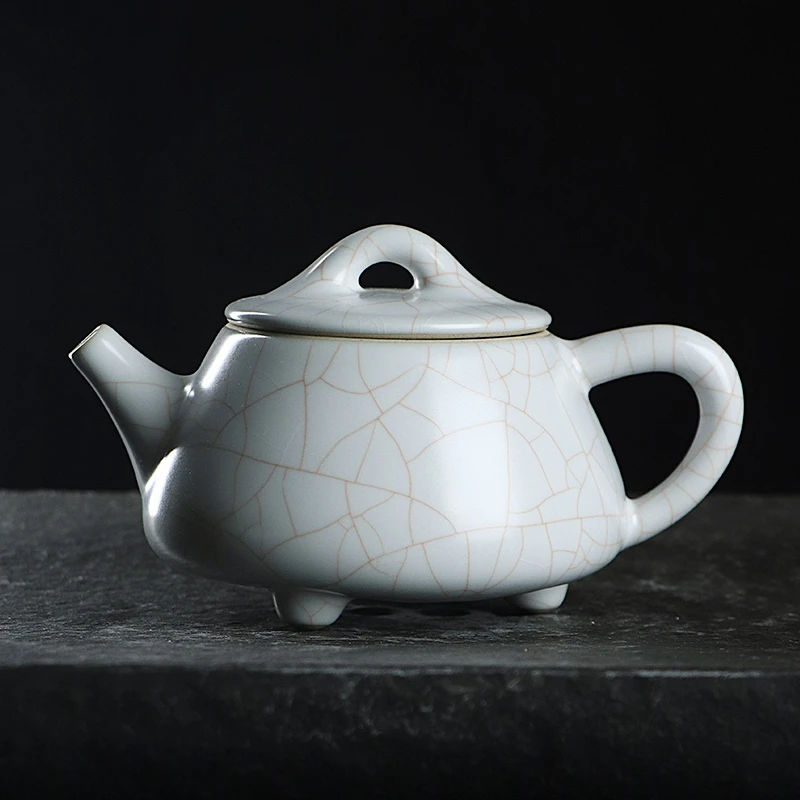 凝香阁 茶养开片月白汝窑石瓢壶 陶瓷家用大号大容量日式泡茶单壶