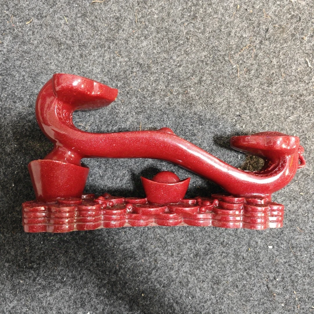 天然辰砂天然朱砂大如意摆件25公分长