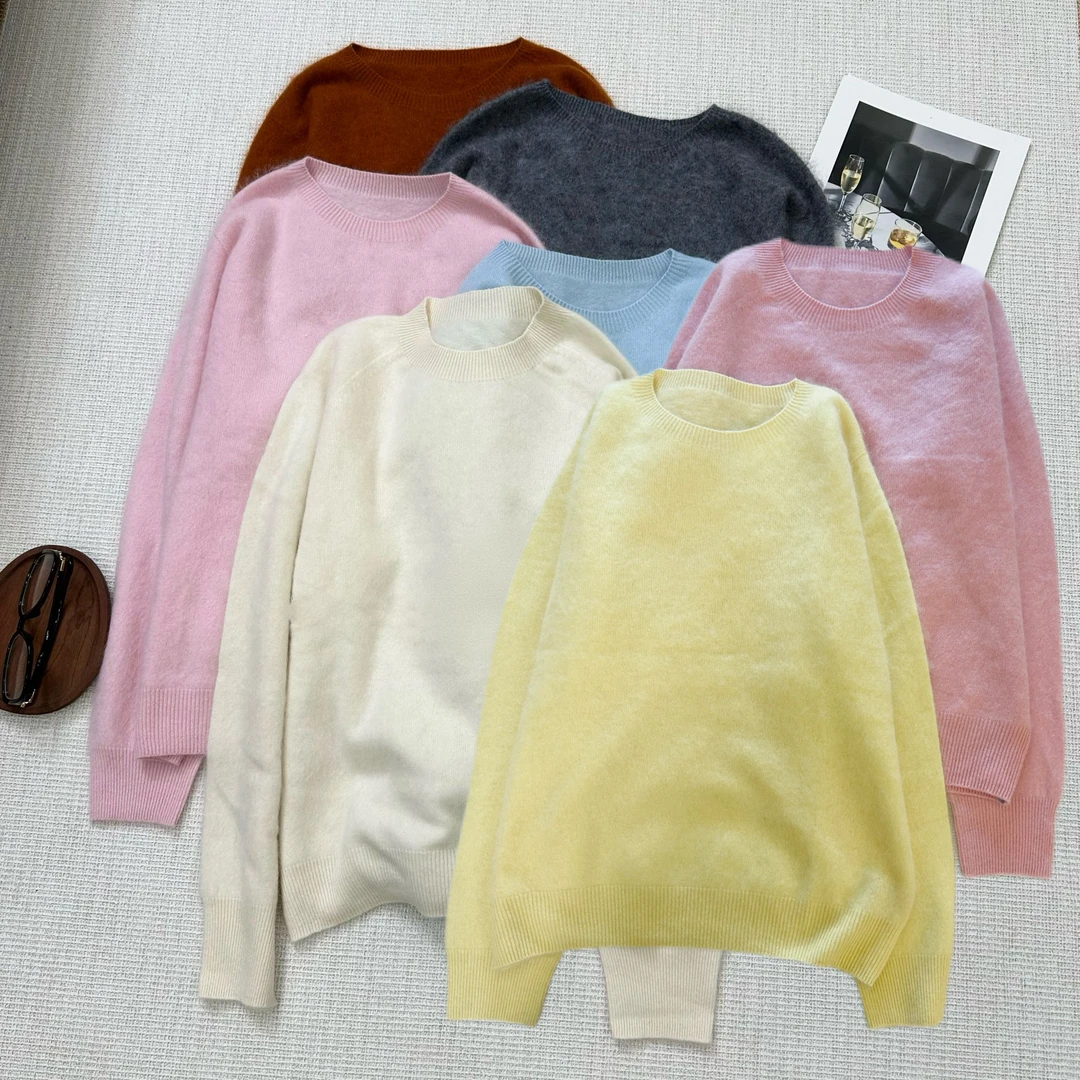 【叶子服饰】秋季新款圆领基础简约拉毛百搭毛衣25422