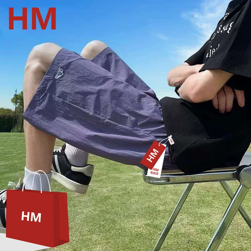 HM夏季男士五分裤户外宽松透气大码短裤薄款百搭速干情侣款裤子男