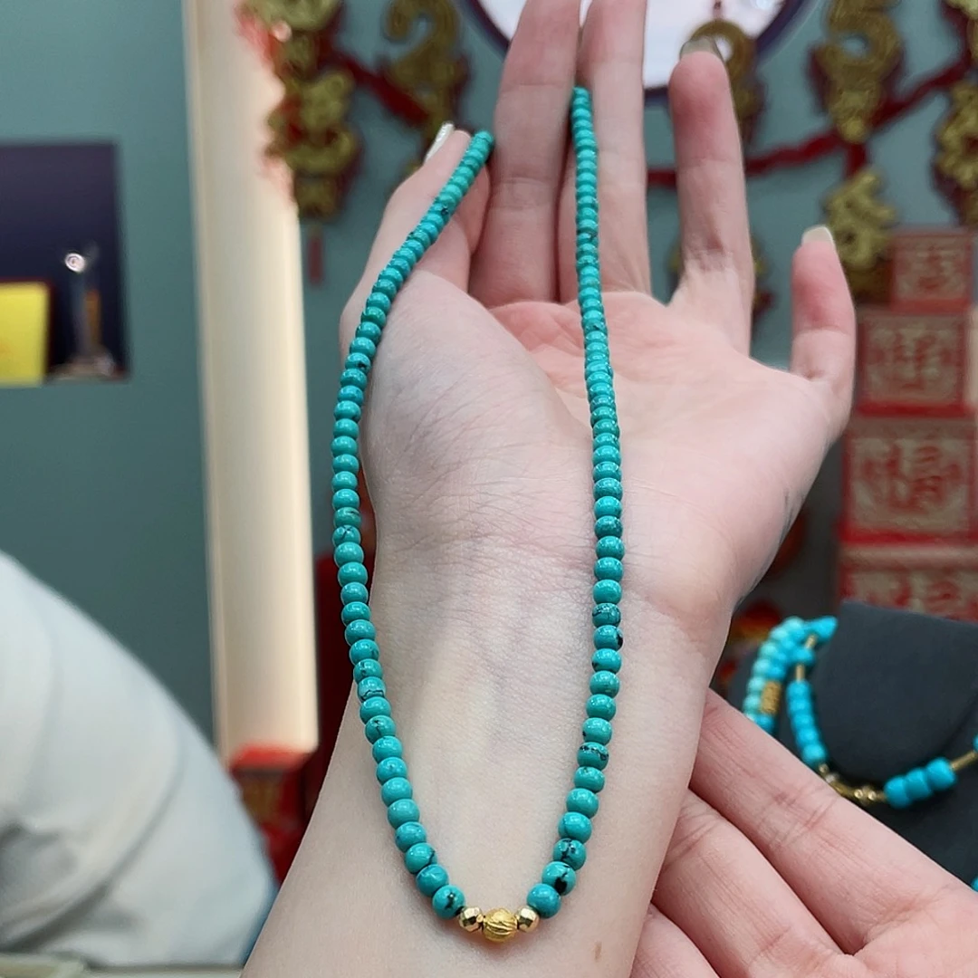 绿松石颈饰18K金镶嵌