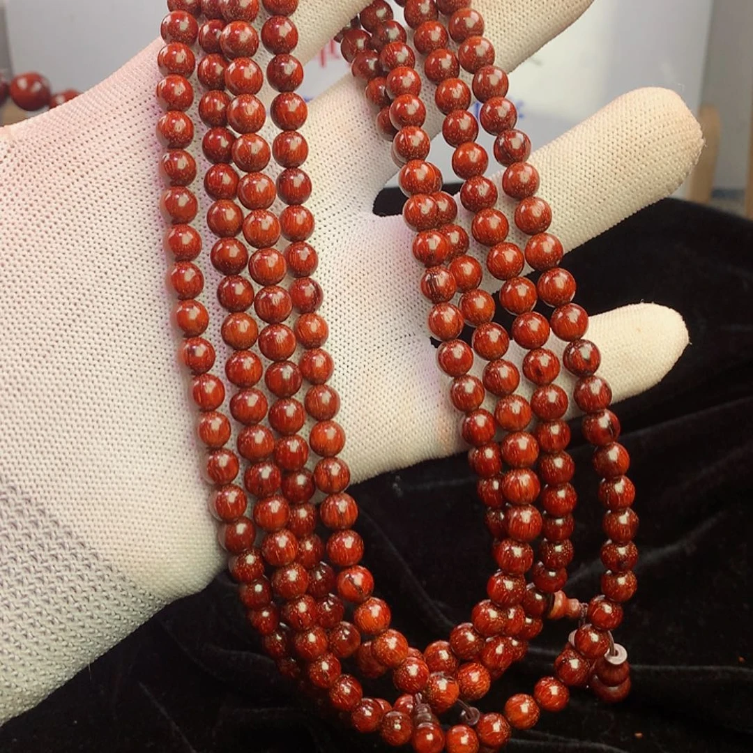 小叶紫檀手串/手链07原汁原味无胶无蜡108颗超顶泥