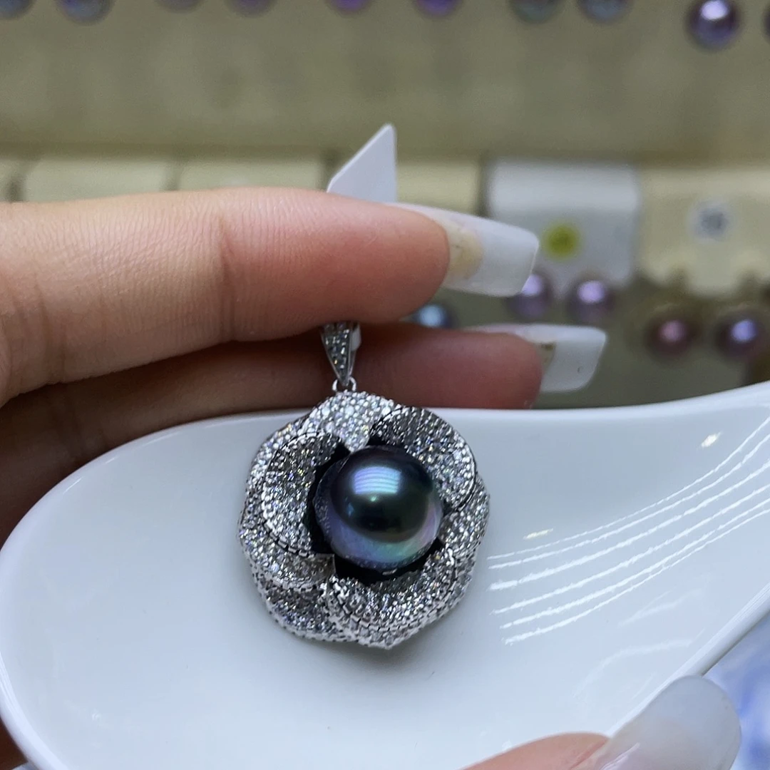 海水珍珠银S925镶嵌颈饰