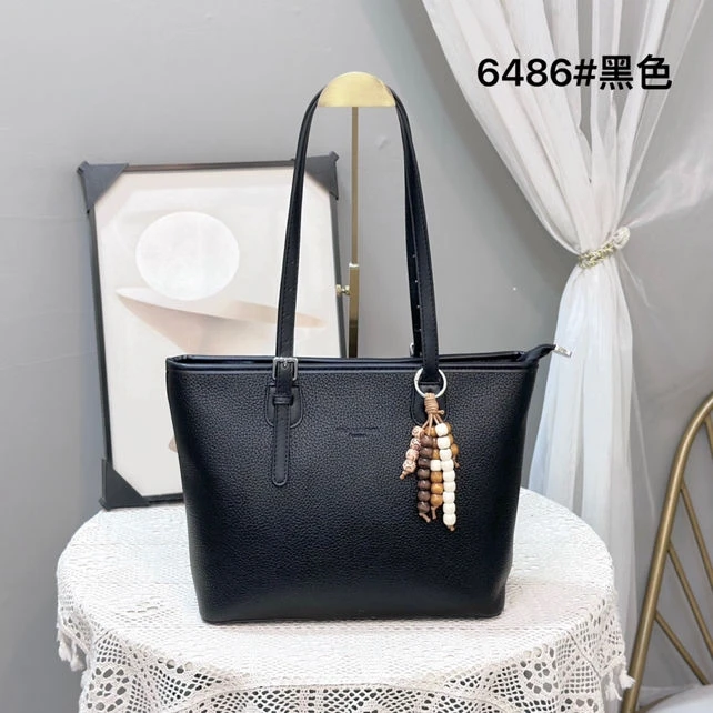 纯色波纹托特包车缝线双根单肩包黑色大包包通勤