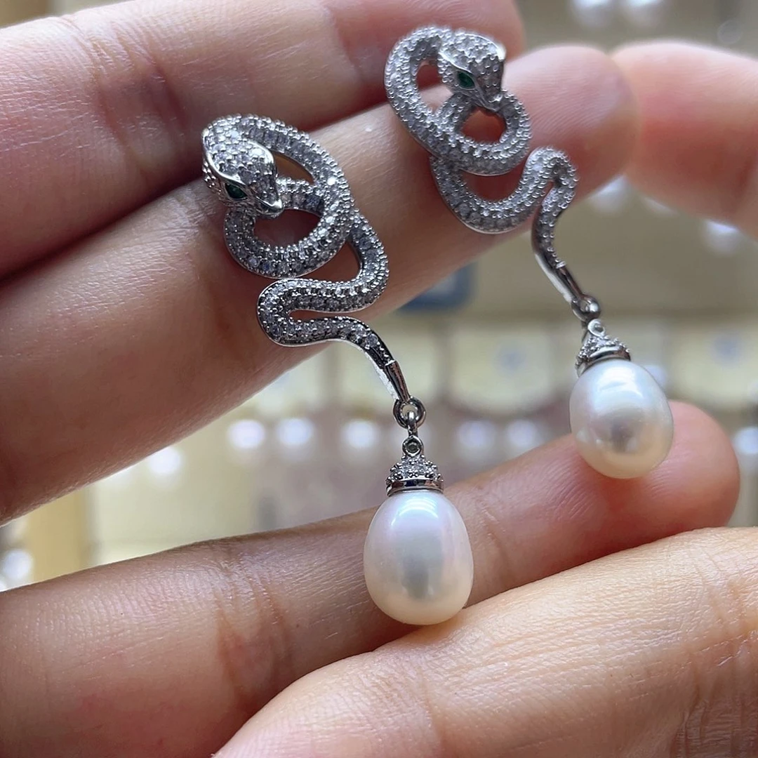 银S925镶嵌淡水珍珠耳饰