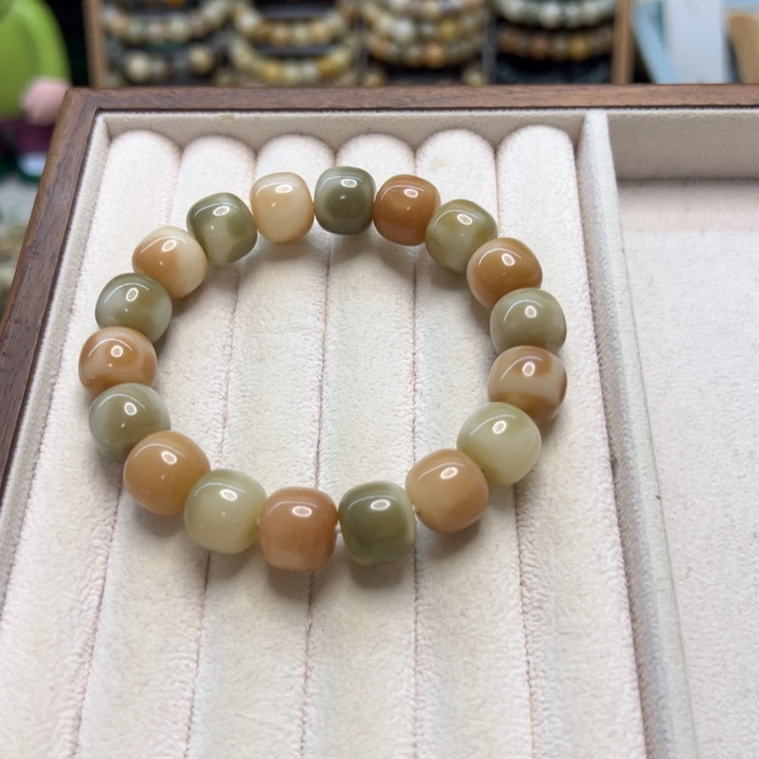 菩提根/象牙果手串卡13桶珠玉化微瑕