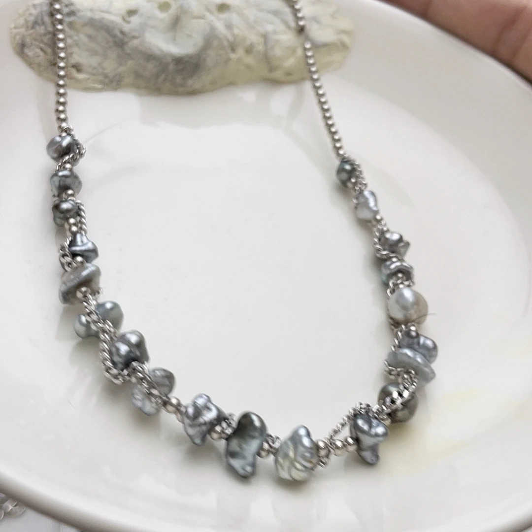 海水珍珠银S925镶嵌颈饰