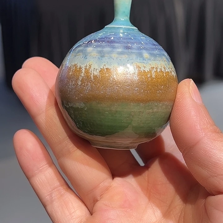 纯手工胎高温颜色釉小花器