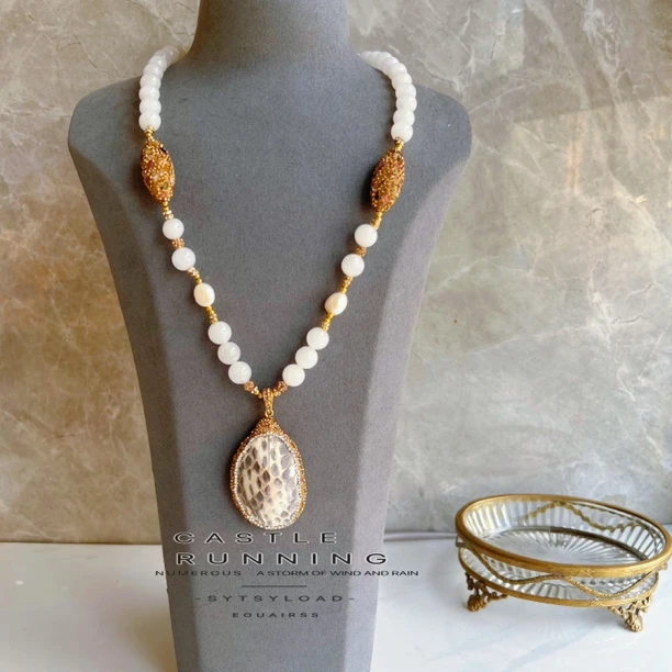 铜合金项链 白娜苏尔系列满镶双面9860手工气质轻奢镶嵌小众复古