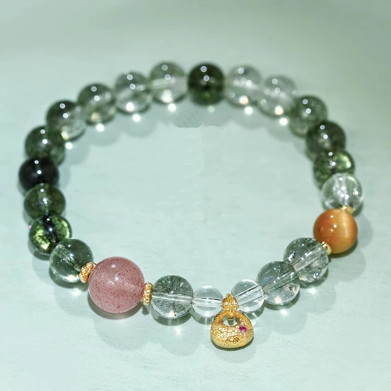 铜合金手链  招财绿色串珠手链女轻奢小众精致手饰夏天手串配饰潮