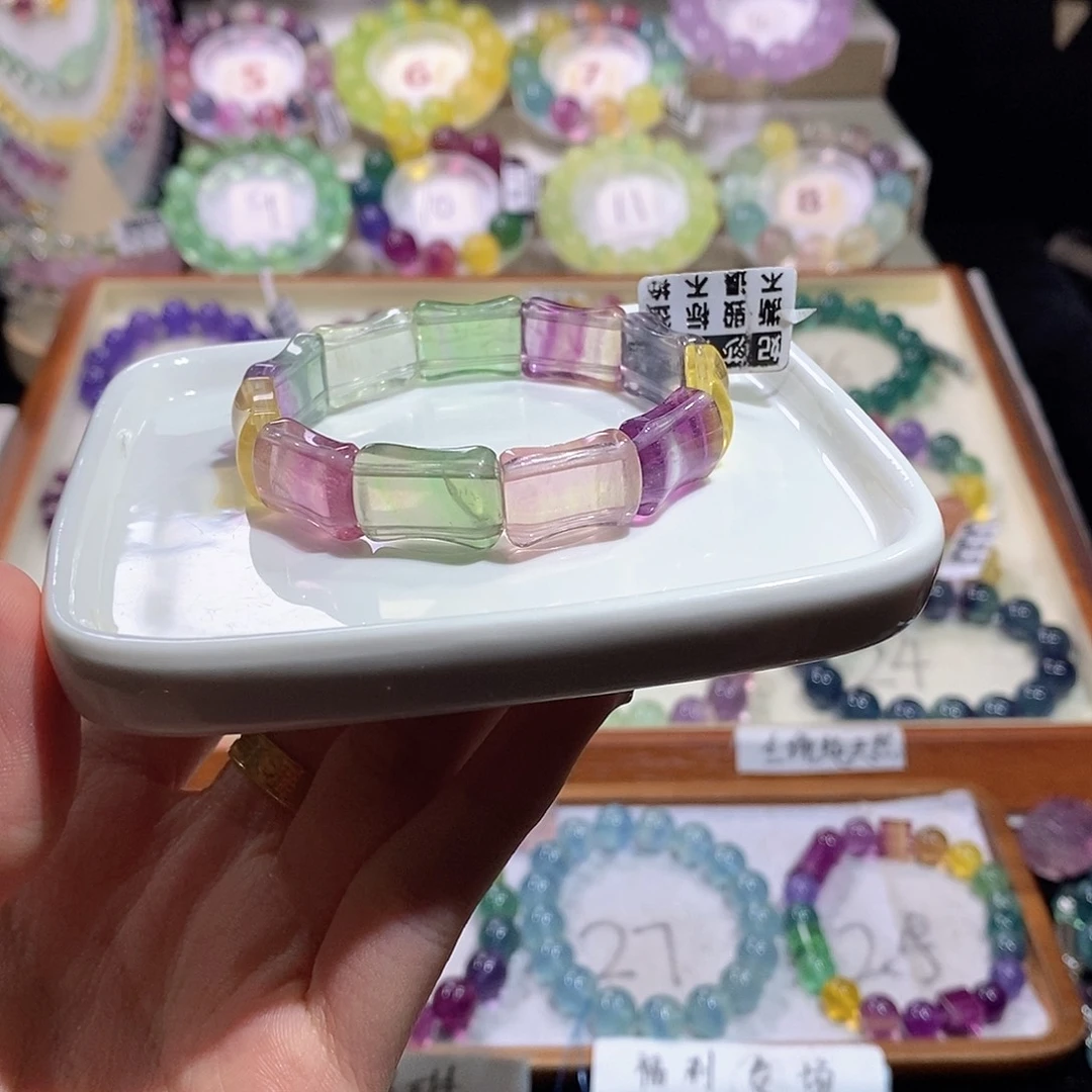 萤石未镶嵌手链竹节手牌