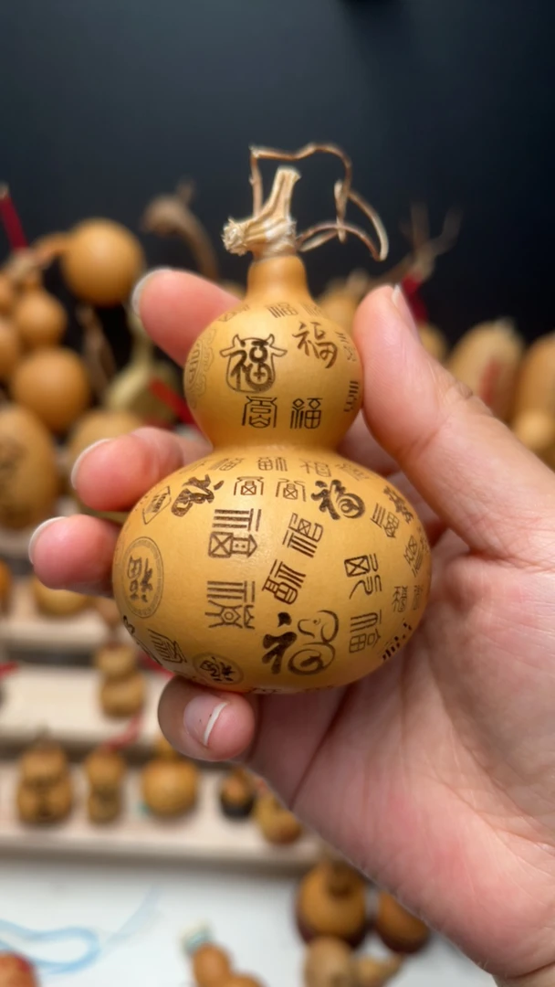 百福雕刻天然原色粗腰胖墩小葫芦可DIY工艺品
