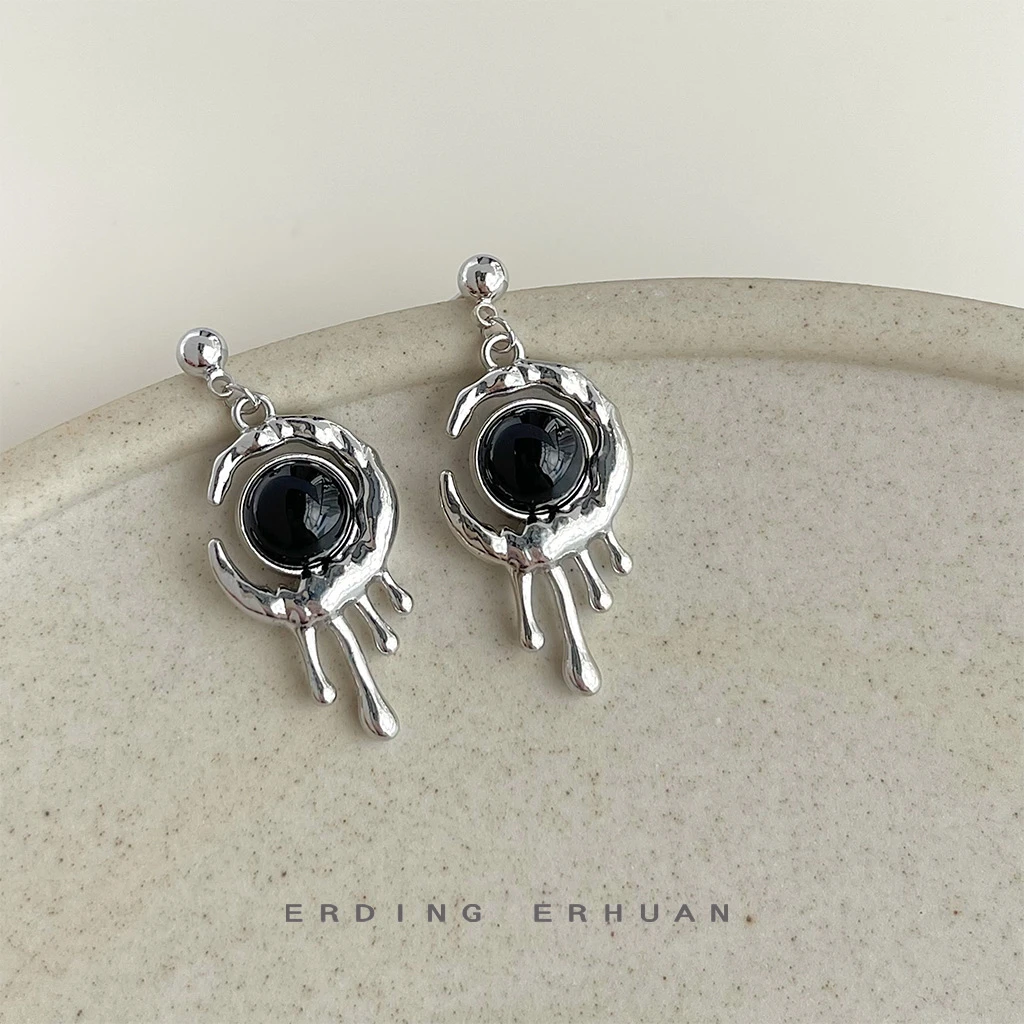 铜合金陶瓷耳饰 个性甜酷风液态小众设计师冷淡风耳饰工厂原创手