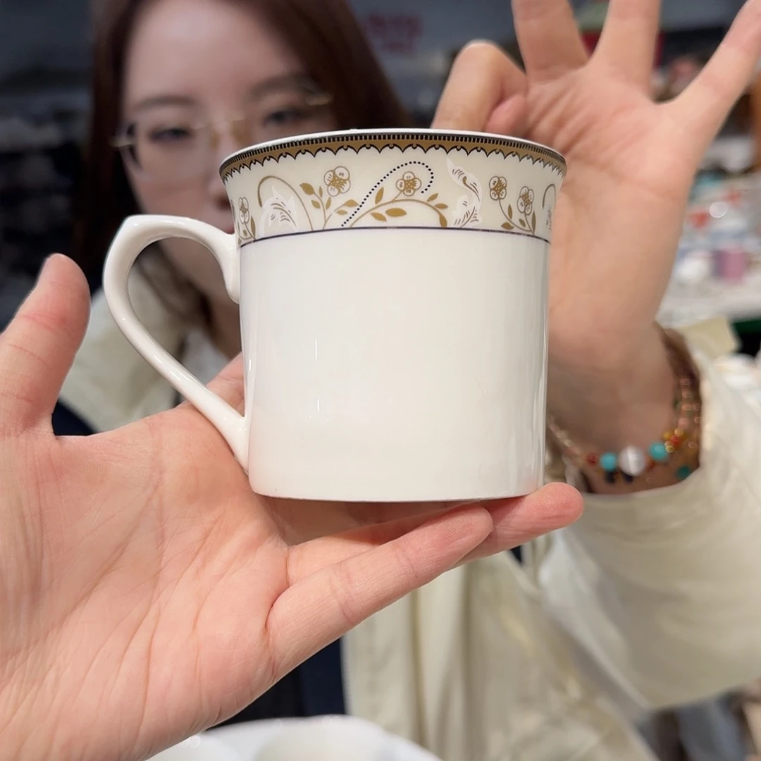 瓷骨瓷马克杯300ml4个外贸尾单