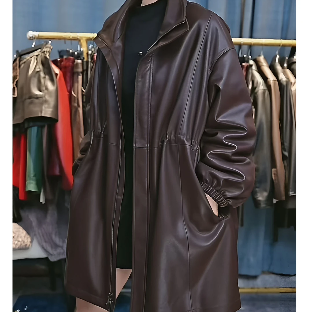 真皮羊皮秋冬皮夹克宽松短款雅丹风工艺皮衣中长款长款88-699