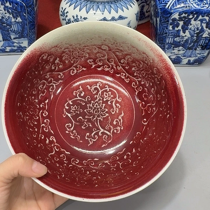 J***卢摆件陶瓷制品纯手工红碗