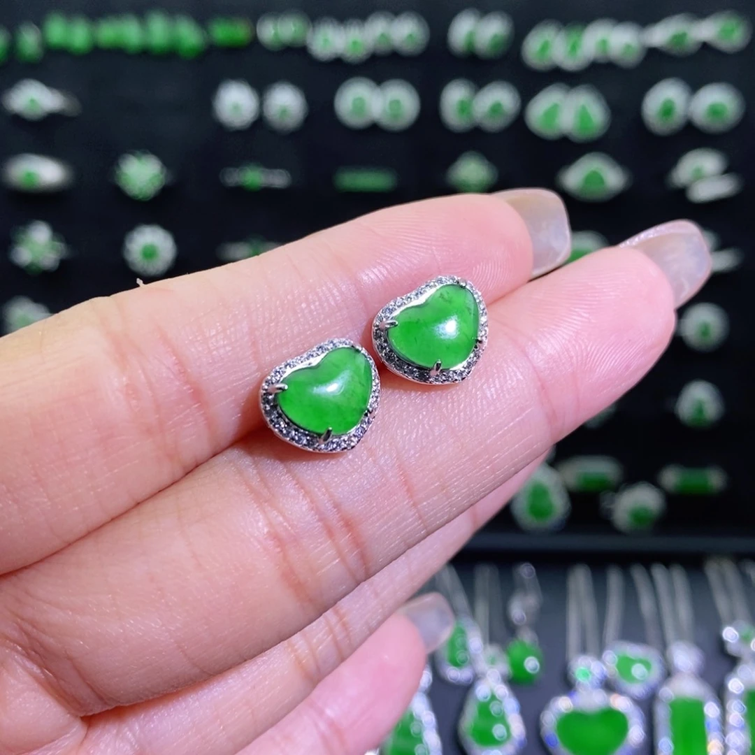 翡翠银S925镶嵌耳饰多样性