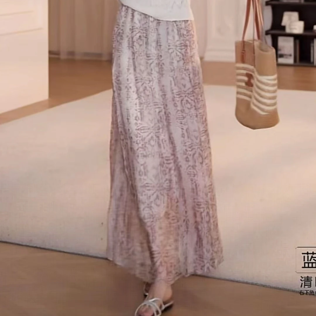 夏季高腰休闲松紧腰花裙半身裙YY-4773