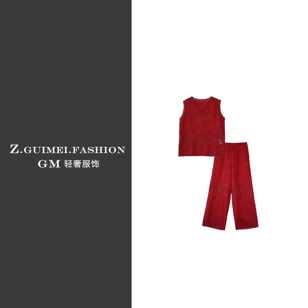 【肆姐高定】设计师款镂空花纹无袖套装XY2897