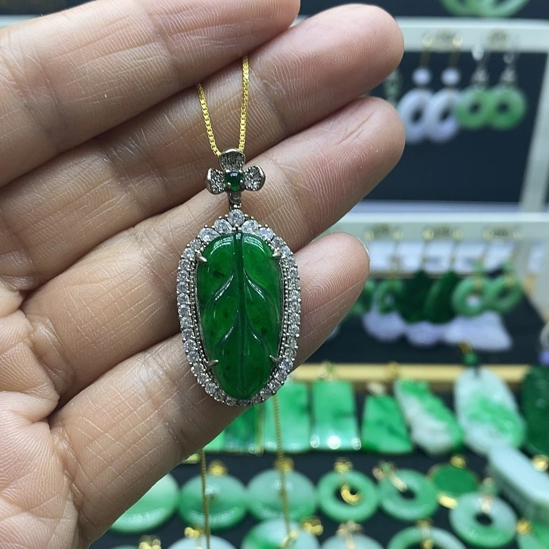 翡翠银S925镀金镶嵌吊坠(赠链)吊坠