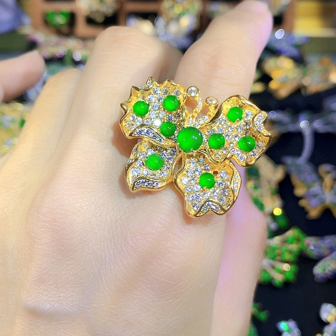 吊坠(不含链)银S925镶嵌翡翠