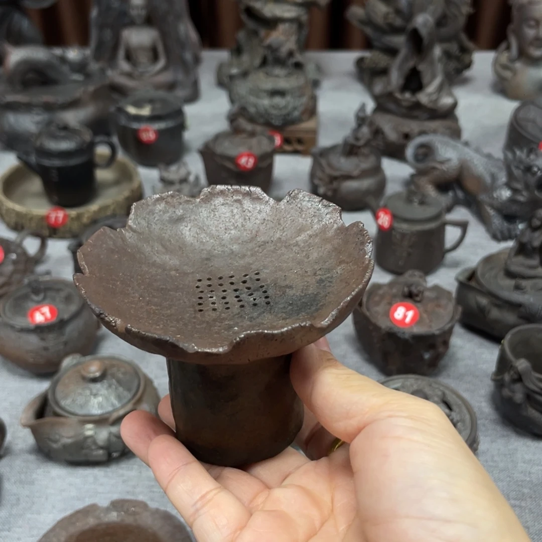 茶漏全手捏柴烧茶器