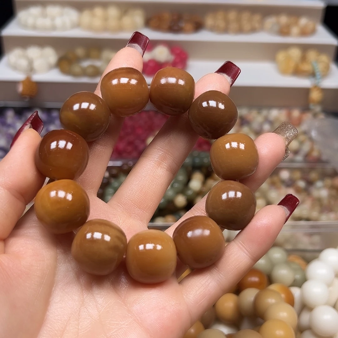 手串菩提根/象牙果微瑕19老料咖桶1条
