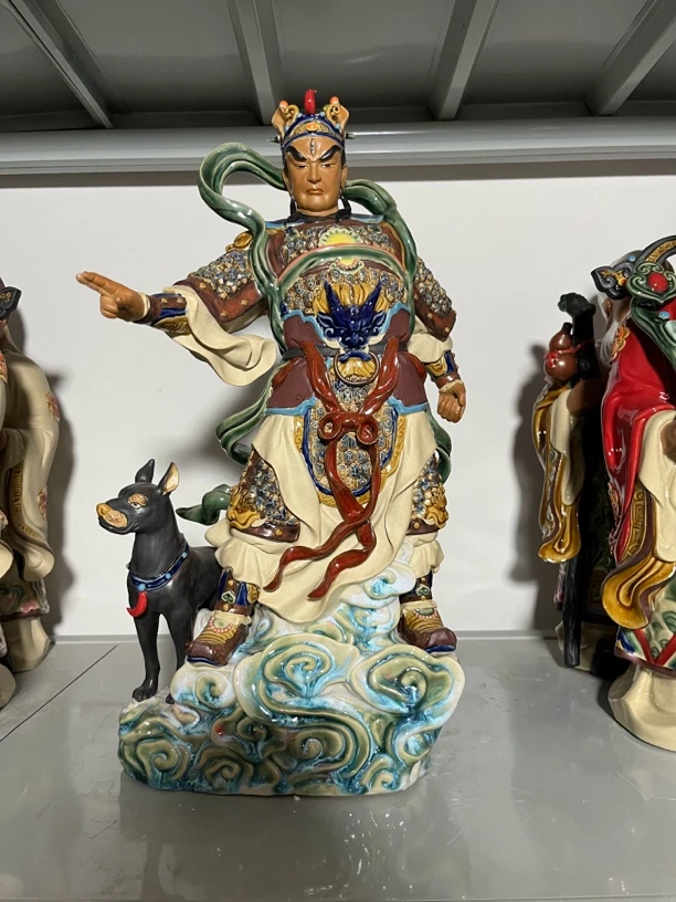 二郎神手工陶艺石湾公仔艺术摆件