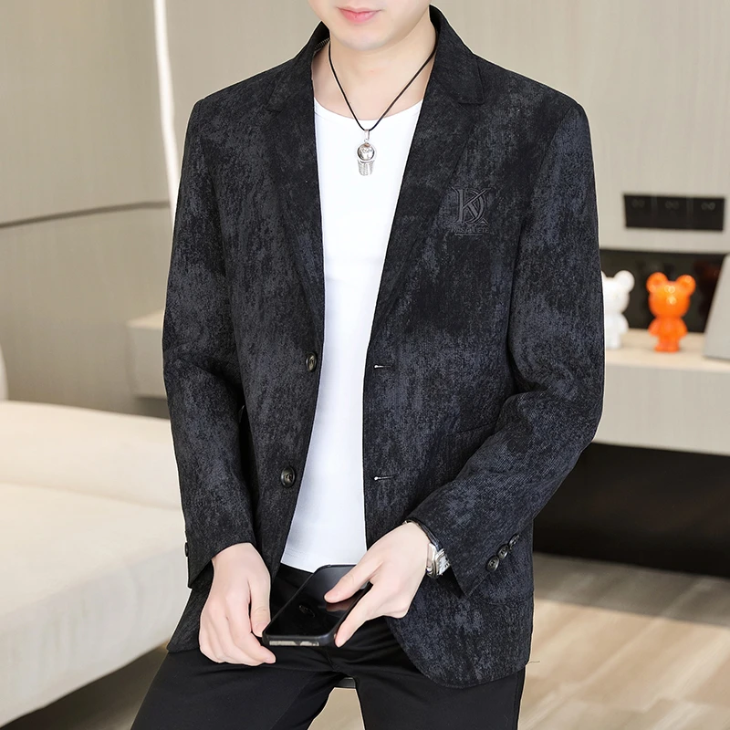 2025春季新款男士时尚休闲西服百搭潮流韩版刺绣西装上衣