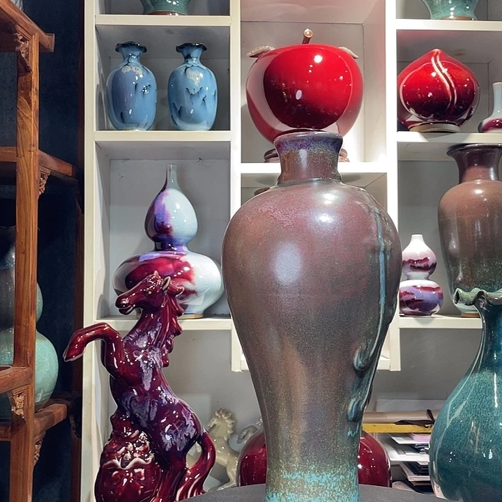 海***财陶摆件钧瓷无双窑变无对