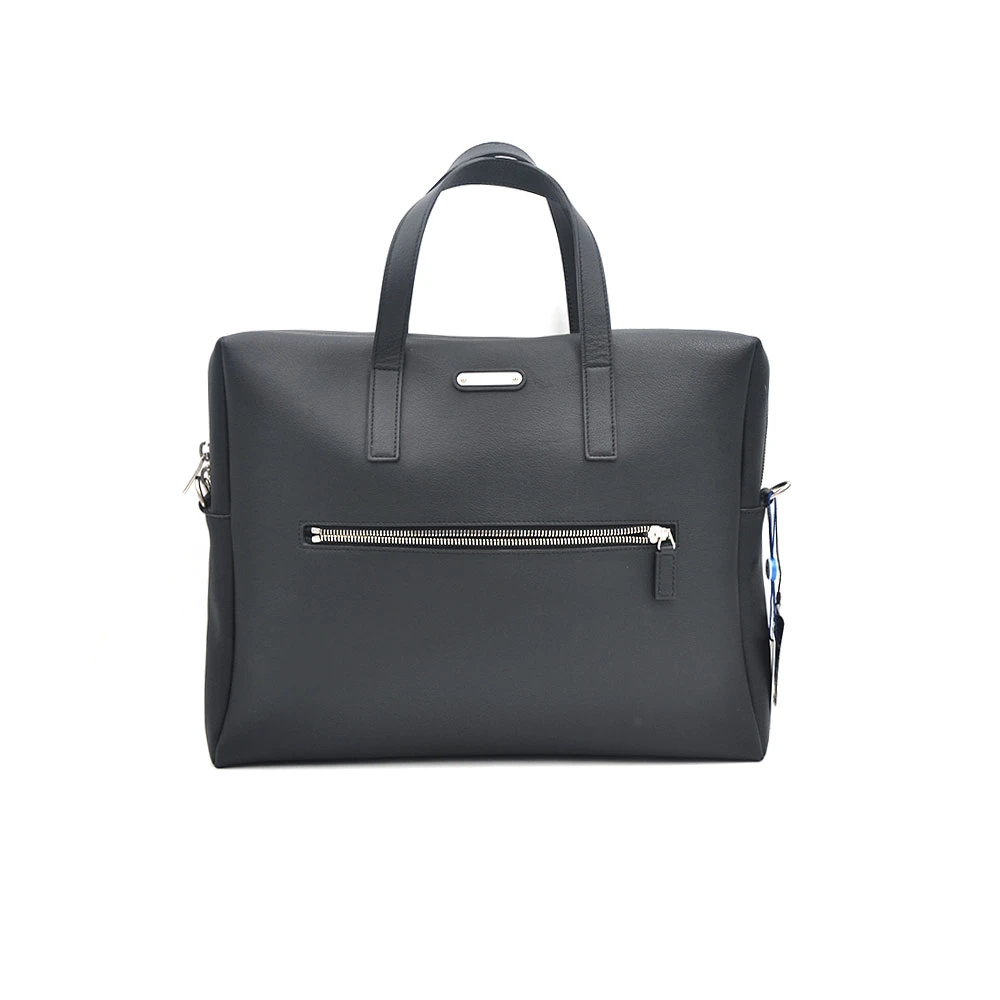 95新 YSL/圣罗兰 98新经典黑银全皮男士手提公文包35＊27/46123