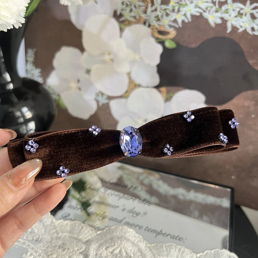 Y328优雅复古丝绒蝴蝶结