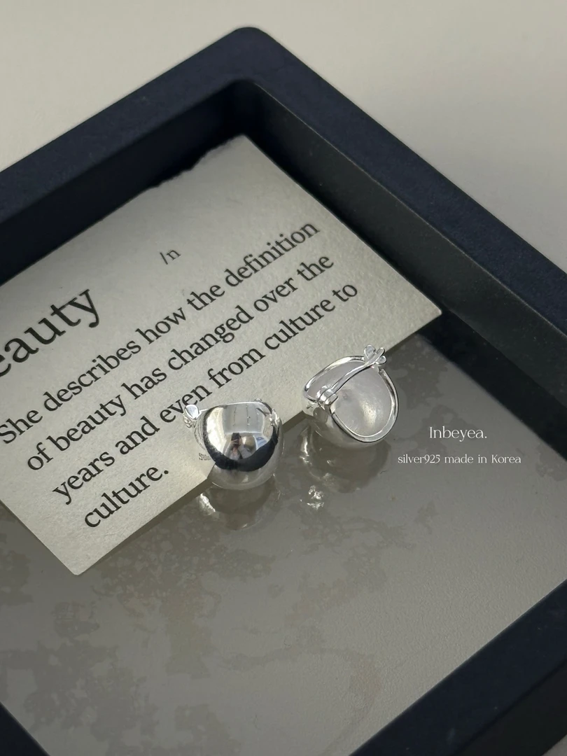 925银耳饰 光球耳扣 通体银 8mm 15322