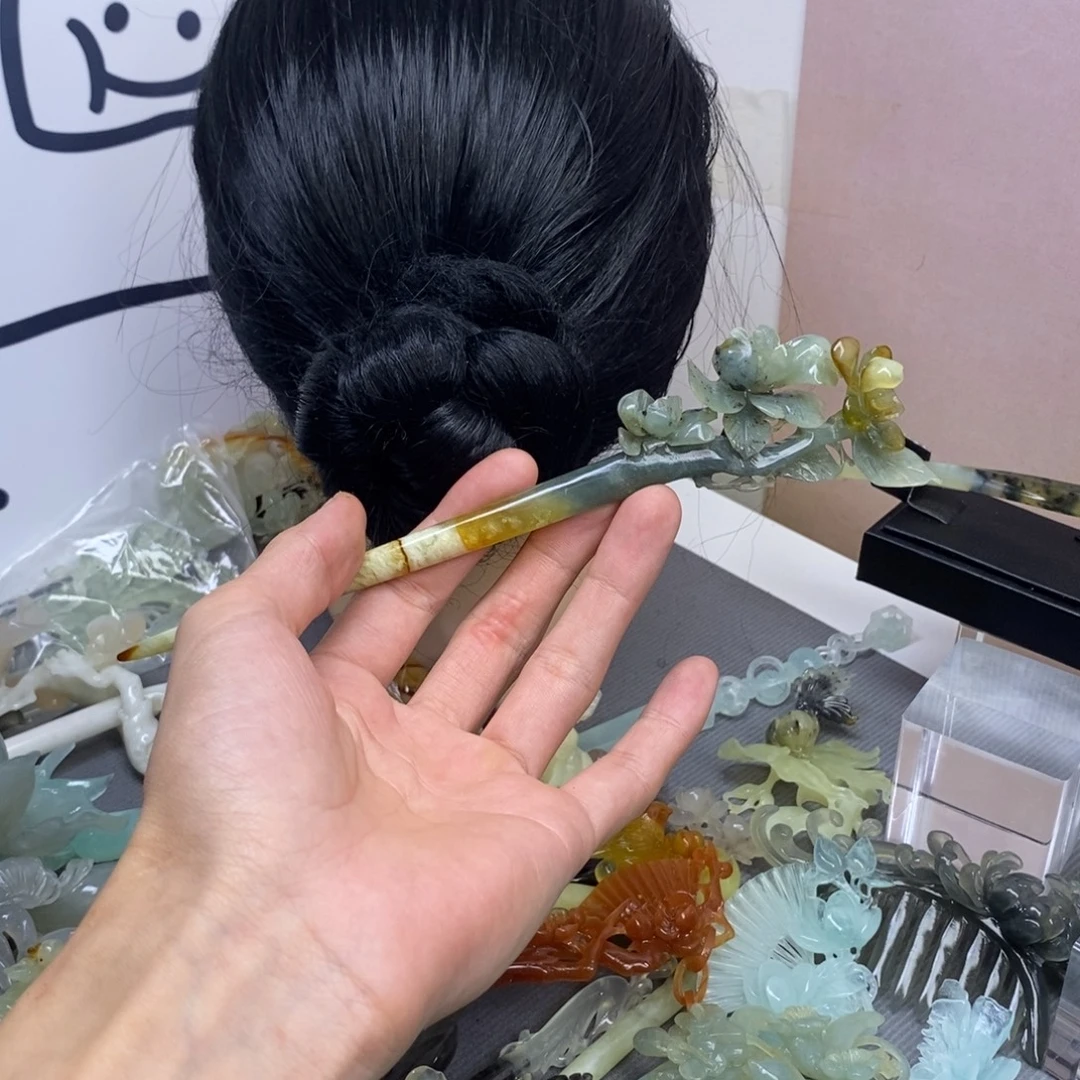 喵***喵蛇纹石玉合金发饰