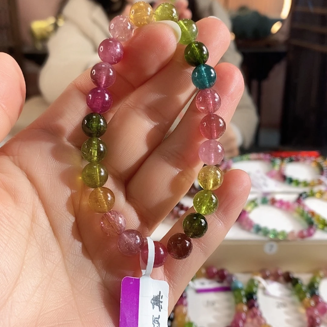 碧玺手链未镶嵌G2174素圈颜色微差