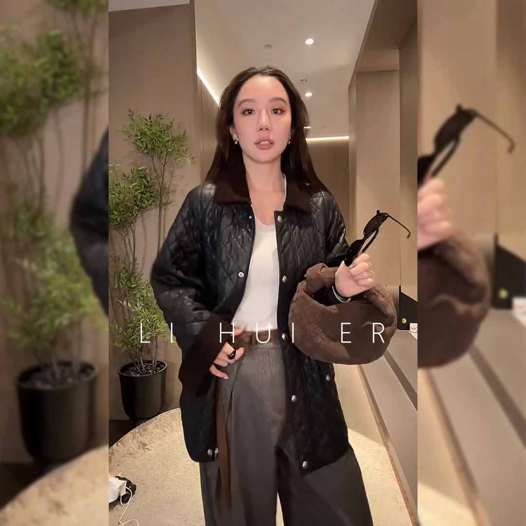 LiHuiEr李慧儿【黑山圣雪】2025轻奢气质设计师款皮衣外套L83039