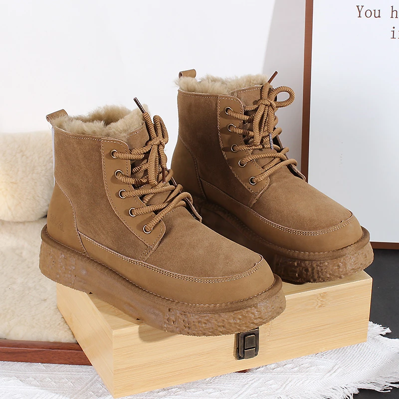 牛皮+内里全羊毛！TG-5567 男士高帮系带雪地靴时尚潮流东北雪地棉