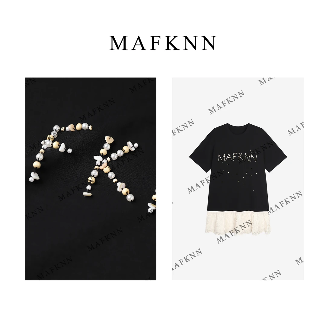 MAFKNN/玛肯时尚休闲简约纯色百搭圆领拼接连衣裙MK12159