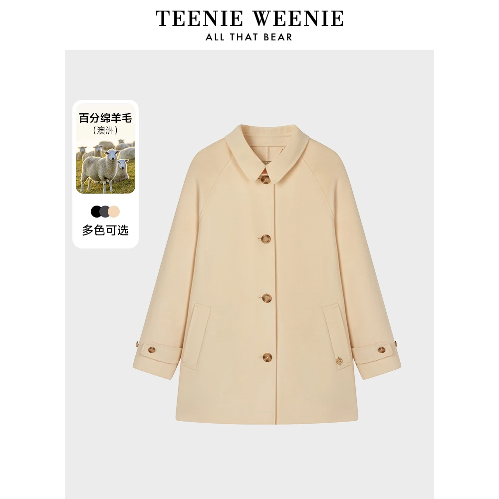 【澳洲绵羊毛】TeenieWeenie小熊24双面毛呢大衣外套女TTJW248C11I
