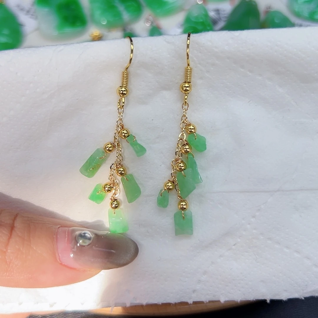 翡翠耳饰合金天然Ａ货翡翠