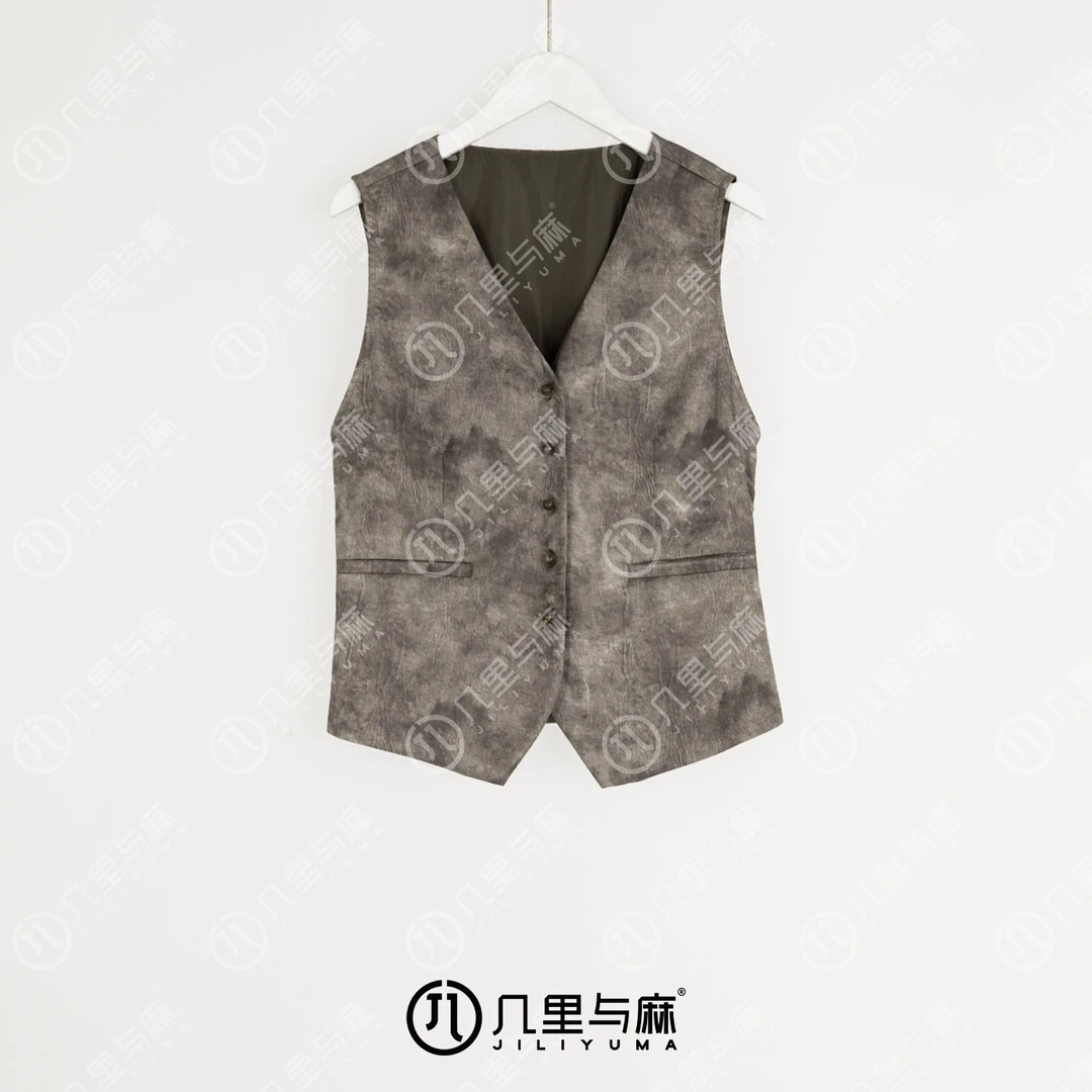 （几里与麻）云媚-轻奢无袖文艺复古马夹 衣长50 胸围92 1080782