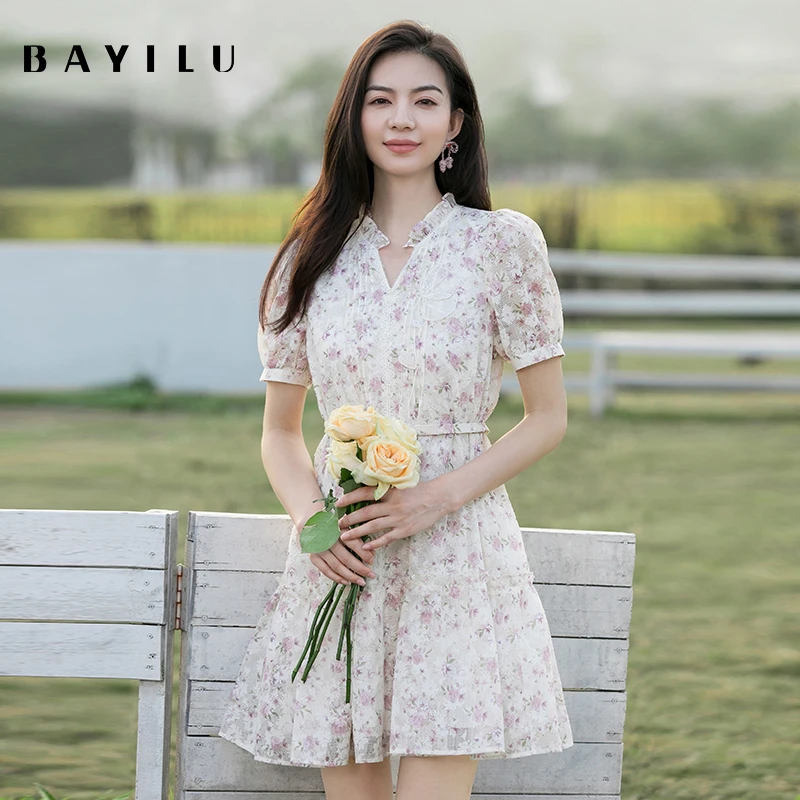 【万万】芭依璐女装夏季新款时尚连衣裙86L7034