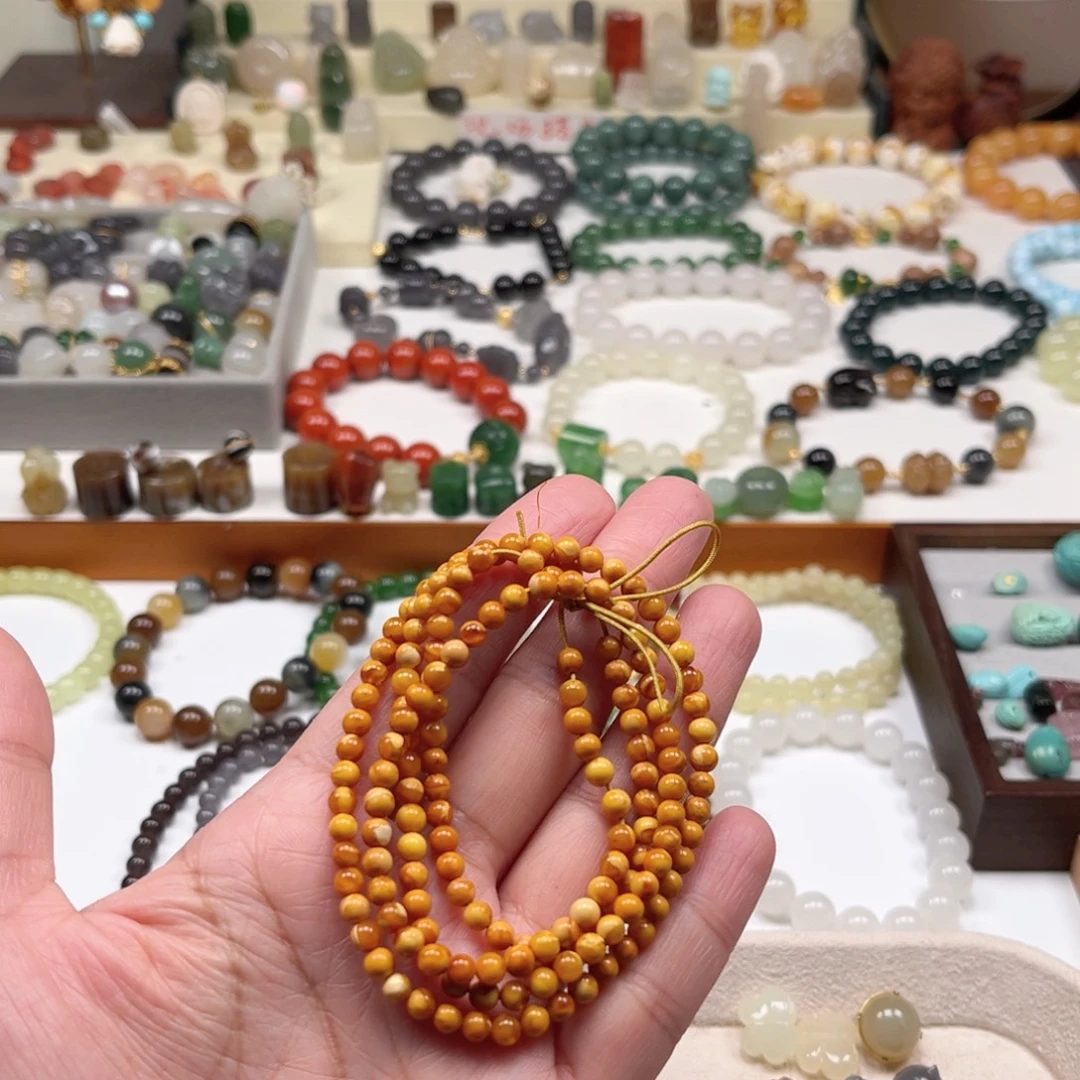 蜜蜡未镶嵌手链多圈手串