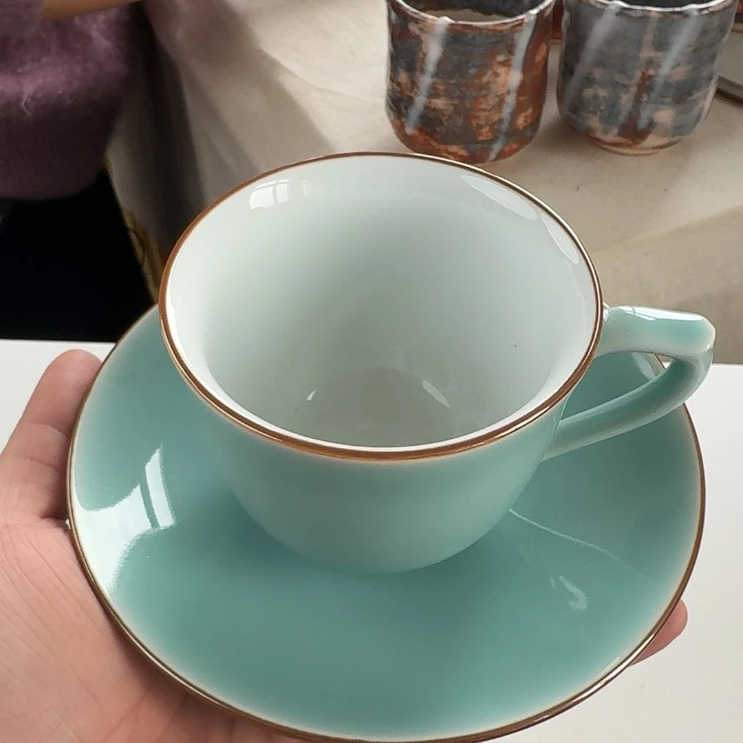 瓷片咖啡杯一套青瓷