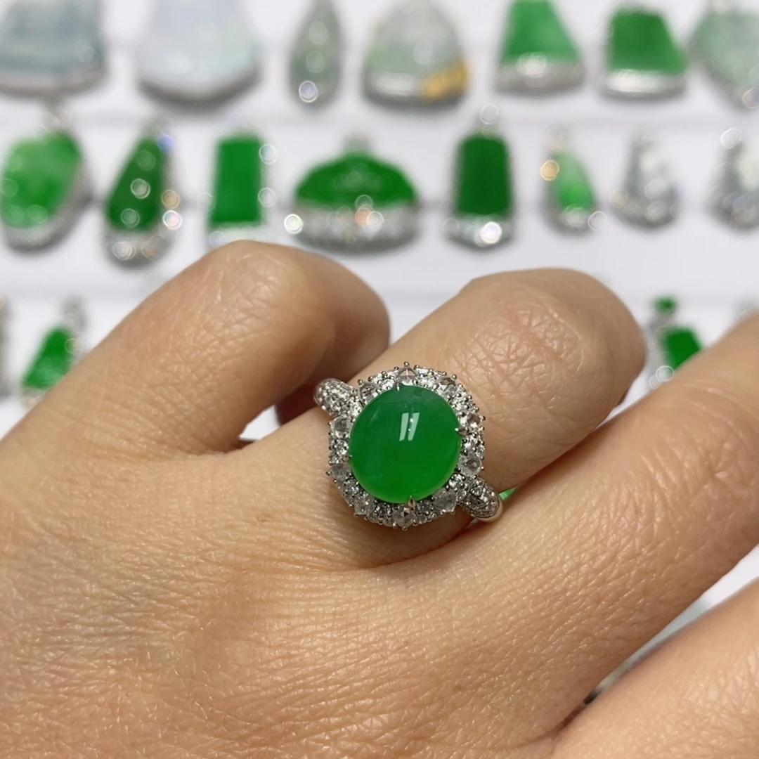 翡翠18K金镶嵌吊坠(不含链)