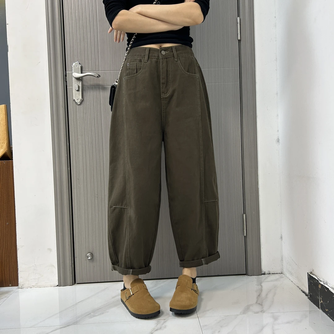 秋季25818老爹裤弹力哈伦显瘦百搭女士牛仔高腰韩版宽松长裤